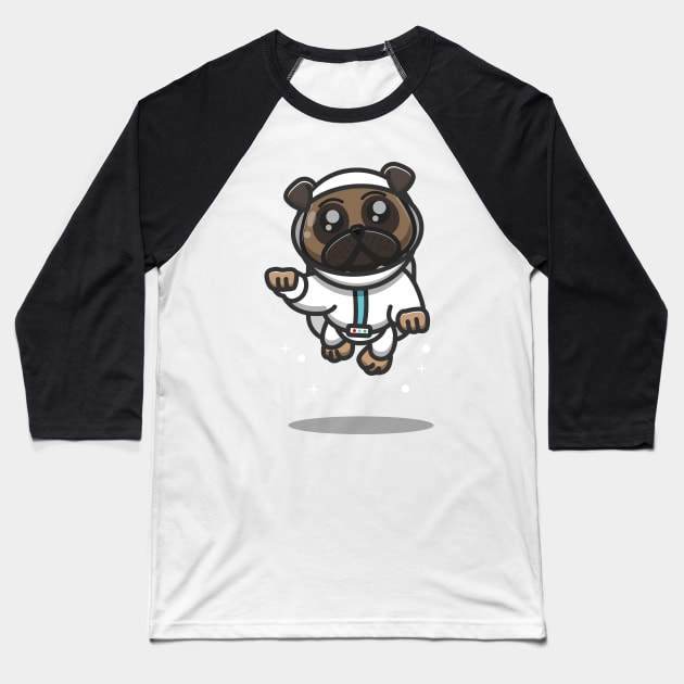 astronot pug dog in action Baseball T-Shirt by fflat hds